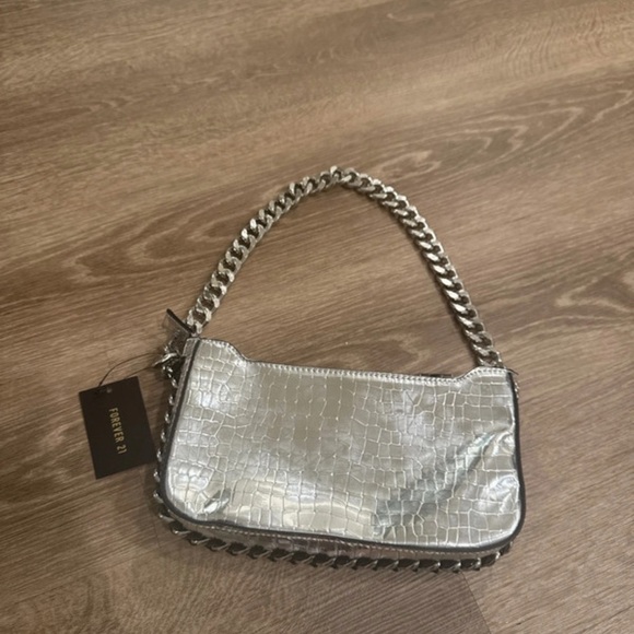 Forever 21 Metallic Silver Embossed Shoulder Bag - Picture 1 of 4